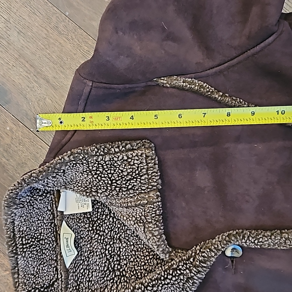 LL Bean Women’s Faux Suede Button Up barn penny lane rustic Coat medium - Picture 6 of 11